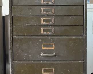 Vintage Art Metal Industrial Metal Multi Drawer Cabinet with Contents