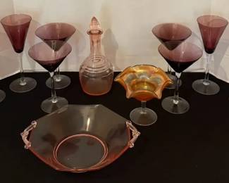 Vintage Amethyst and Amber Glassware