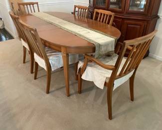 Midcentury Dining Table, Six Chairs, Three Pads,  One Extra Leaf