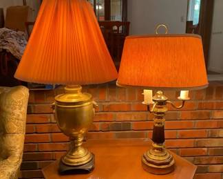 Two Vintage Brass Table Lamps