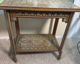 Lot 6: Decorative Inlaid Wood Side Table