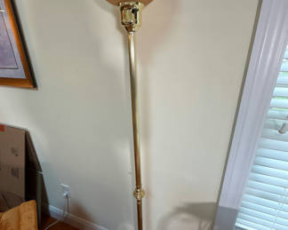 Lot 14: Brass Floor Lamp with Frosted Glass Shade