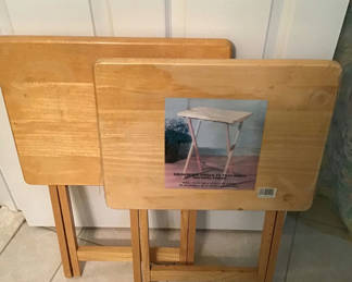 Lot 136: Set of Two Folding Wooden Tray Tables
