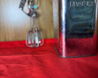 Lot 94: Metal Flour Canister and Hand Crank Egg Beater