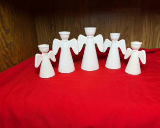 Lot 75: Set of Five White Angel Figurines