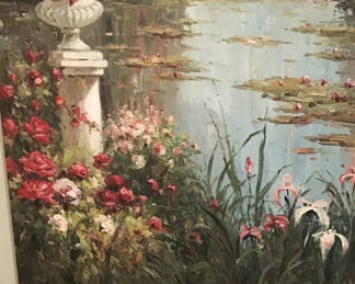 Lot 125: Floral Garden Pond Canvas Wall Art