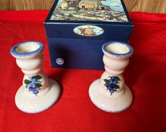 Lot 76: Pair of Ceramic Candle Holders with Decorative Box