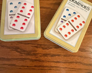 Lot 73: Two Sets of Double Six Jumbo Size Color Dot Dominoes
