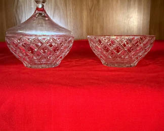 Lot 63: Cut Glass Covered Dish and Bowl