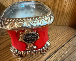 Lot 45: Decorative Red and Gold Satin Glass Vase