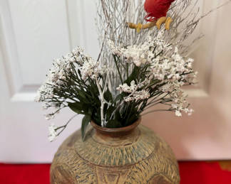 Lot 109: Decorative Ceramic Vase with Artificial Floral Arrangement