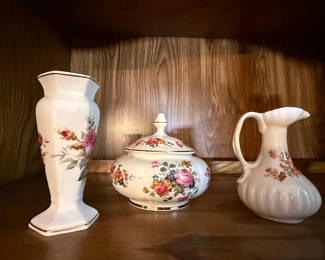 Lot 46: Three Floral Bone China Decorative Pieces
