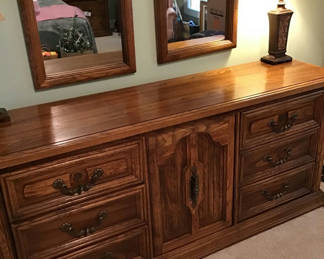 Lot 130: Wooden Dresser and Wall Mirrors