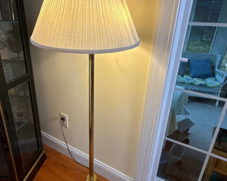 Lot 10: Brass Floor Lamp with Fabric Shade