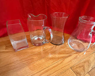 Lot 38: Assorted Glass Pitchers and Vase