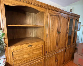 Lot 70: Large Oak Wall Unit Entertainment Center
