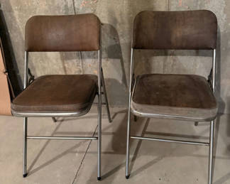 Lot 188: Set of Two Brown Folding Chairs