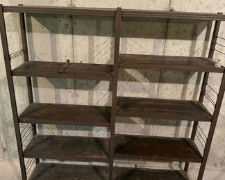 Lot 184: Two Dark metal Shelving Units