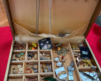 Lot 18: Jewelry Box with Assorted Costume Jewelry and Accessories
