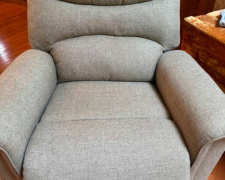 Lot 28: Gray Upholstered Power Recliner Chair