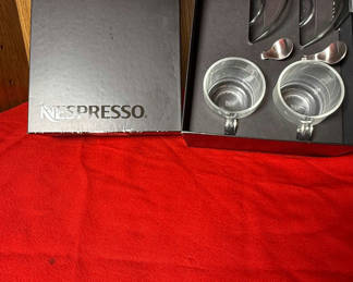 Lot 77: Nespresso Glass Cups and Spoons Set
