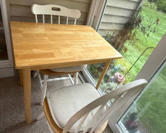 Lot 8: Wooden Table and Two Chairs