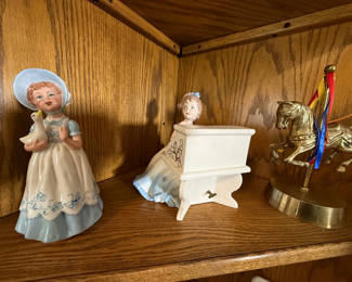 Lot 191: Ceramic Figurines and Brass Carousel Horse