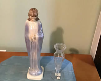 Lot 126: Ceramic Figurine and marquis by Waterford Crystal Vase