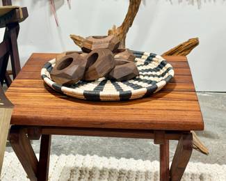 Folding teak accent table