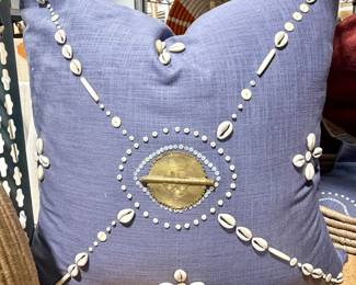 Dwuza Indigo Gray Trade Bead Pillows