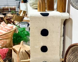 Hand woven totem hanging (black polka dot pattern)