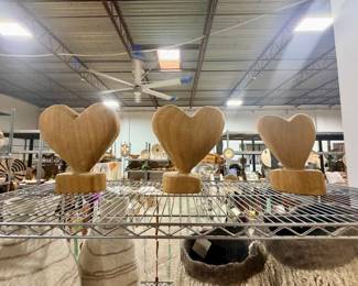 Hand carved blue gum wood hearts