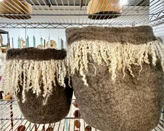 Mohair fringe baskets - various sizes