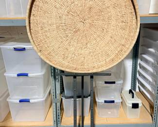 ENORMOUS hand woven basket with easel