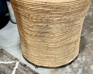 Woven drum accent table