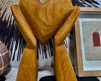Wooden heart in hands sculpture - various sizes