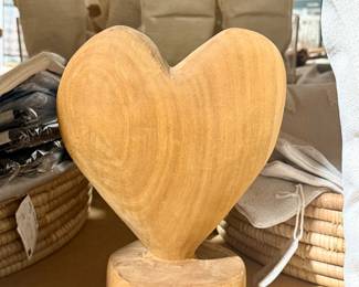 Hand carved heart on pedestal; various sizes