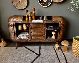 ABSOLUTELY STUNNING metal sideboard/martini bar by Hamed Ouattara! 57"Wx21"D (w/drop down leaf); 32"H