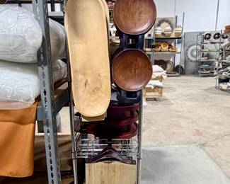 Cutting boards and serving platters including Bamenda Duo Circle Wood Serving Trays