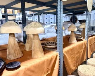 Hand carved blue gum wood mushrooms - three sizes!