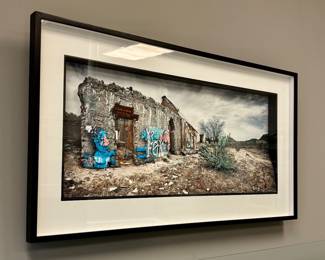 "Rural Facade #6" by Sandy McLea; giclee print with Fome-Cor, acrylic, 34"x14.5"x2"