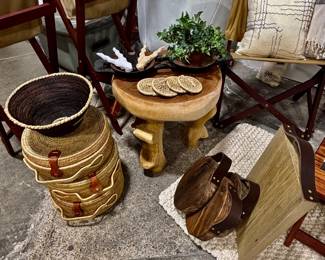 Tonga 3 legged Blue Gum Wood Stool; 19.7"H