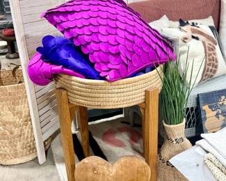 Fuchsia and Royal Blue scalloped suede pillows