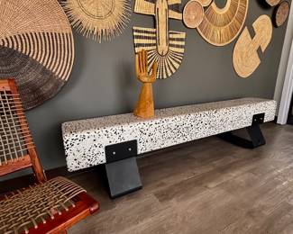 Hand crafted black and white terrazzo bench by Wiid Studios; STUNNING!