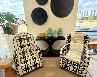 Yoruba Deco Houndstooth Beaded Chair; 25"Lx25"Wx39"H; Yoruba Deco Venus Flower Beaded Chair; 25"Lx25"Wx39"H