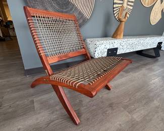 Foldable camp chair - Zambezi teak and woven yacht rope