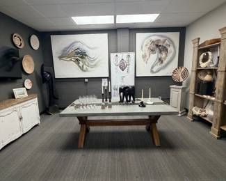 Gorgeous Metal and Wood Dining Table - 40"Dx84"Lx31"H