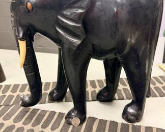 Ebony Ivorian Elephant sculpture; Ivory Coast; 16"Lx7"Wx15"H