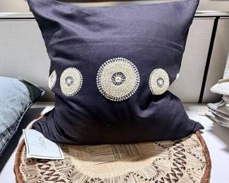 Heishi Black Trade Bead pillow