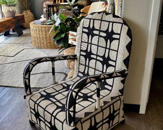 Yoruba Deco Houndstooth Beaded Chair; 25"Lx25"Wx39"H;